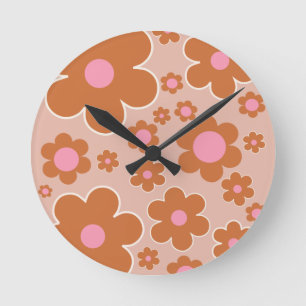 Reloj Redondo Mediano Mercado de flores Dublín Flores Retro Coloridas Fl