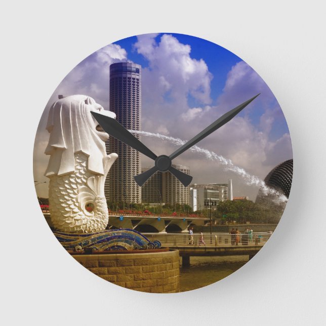 Reloj Redondo Mediano Merlion, Singapore (Anverso)