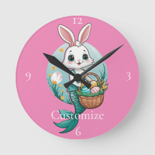 Reloj Redondo Mediano Mermaid de conejo de Pascua Thunder_Cove