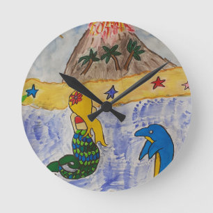 Reloj Redondo Mediano Mermaid Island Round Clock