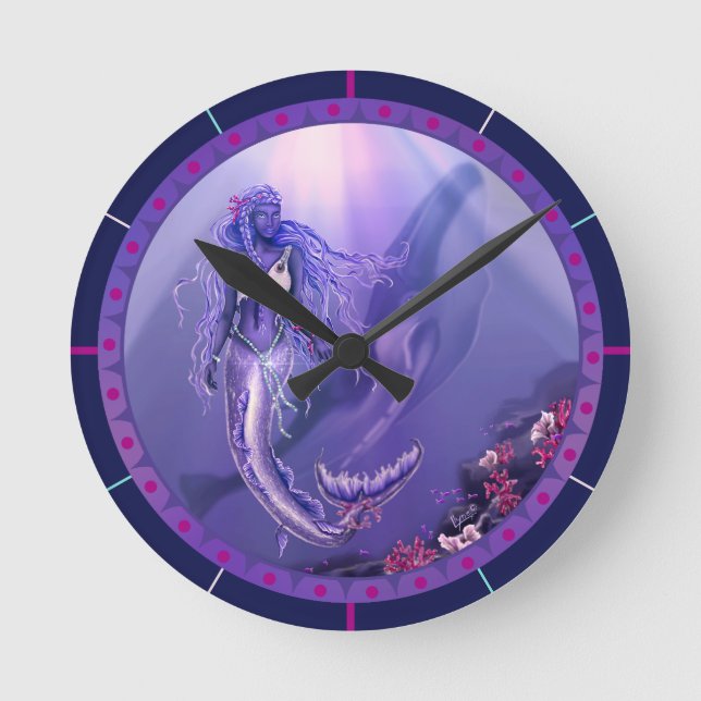 Reloj Redondo Mediano Mermelada Purple Ocean (Anverso)
