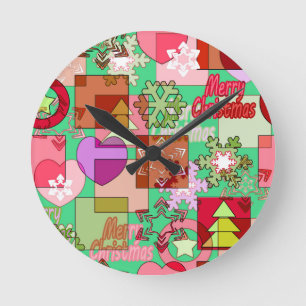 Reloj Redondo Mediano Merry Christmas decoration ornament snowflake hear