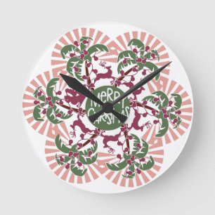 Reloj Redondo Mediano Merry Christmas Palm Tree Mandala