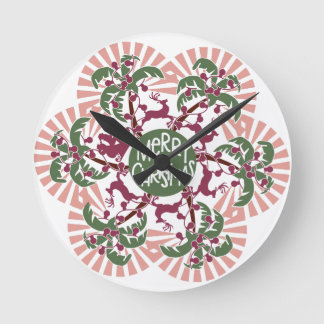 Reloj Redondo Mediano Merry Christmas Palm Tree Mandala