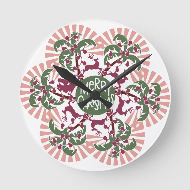 Reloj Redondo Mediano Merry Christmas Palm Tree Mandala (Anverso)