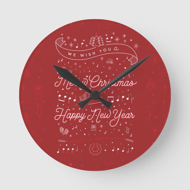 Reloj Redondo Mediano Merry Christmas Wall Clock (Anverso)