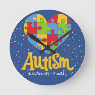 Reloj Redondo Mediano mes de concienciación sobre el autismo