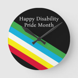 Reloj Redondo Mediano Mes del Orgullo de la Discapacidad Feliz