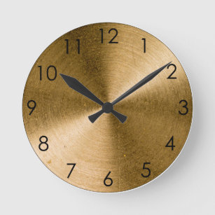 Reloj Redondo Mediano Metal metálico hecho girar vintage del oro de