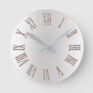 Reloj Redondo Mediano Metal mínimo de plata gris del purpurina Titanium