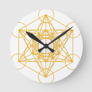 Reloj Redondo Mediano Metatron Cube Gold
