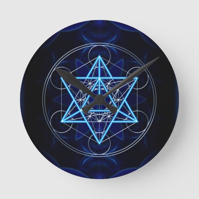 Reloj Redondo Mediano Metatrons Würfel - Merkaba - Stern Tetraeder (Anverso)