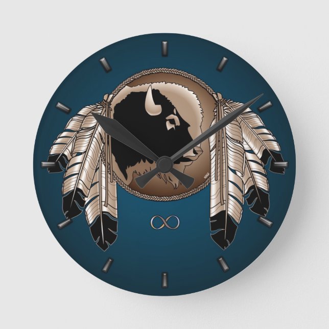 Reloj Redondo Mediano Metis Clock First Nation Spirit Buffalo Wall Clock (Anverso)