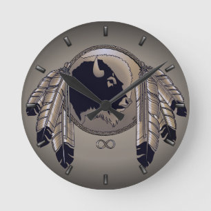 Reloj Redondo Mediano Metis Clock First Nation Spirit Buffalo Wall Clock