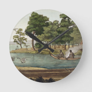 Reloj Redondo Mediano Método de navegación en nueva Holanda, grabado por