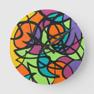 Reloj Redondo Mediano Metro Moon-Arte abstracto audaz pintado a mano