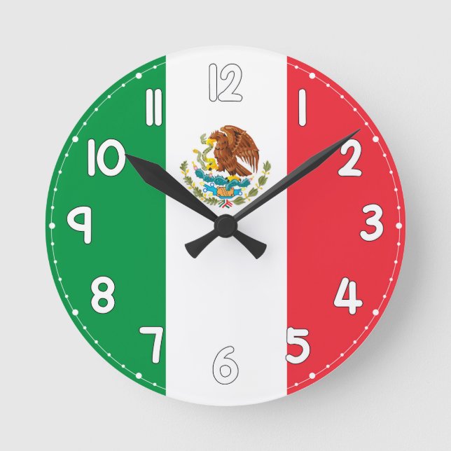Reloj Redondo Mediano Mexico Flag Wall Clock - Flag of Mexico (Anverso)