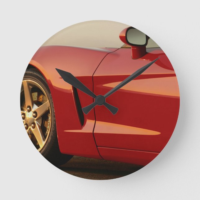 Reloj Redondo Mediano Mi Corvette rojo (Anverso)