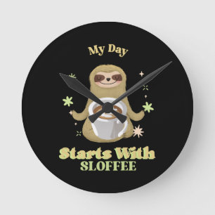 Reloj Redondo Mediano Mi día comienza con Sloffee