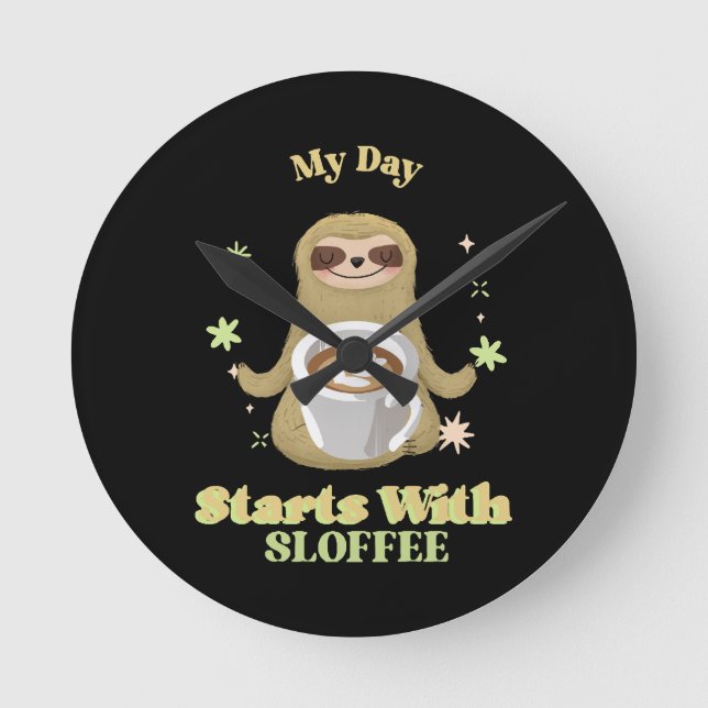 Reloj Redondo Mediano Mi día comienza con Sloffee (Anverso)