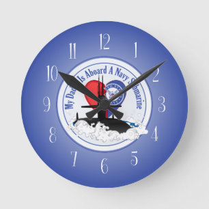 Reloj Redondo Mediano Mi Papá Está A Borde De Un Submarino