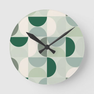 Reloj Redondo Mediano Mid Century Modern Abstract Pattern Sage Green