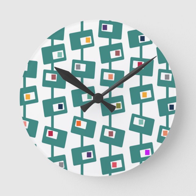 Reloj Redondo Mediano Mid-Century Modern Rectangles and Squares (Anverso)