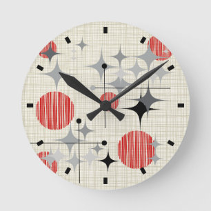 Reloj Redondo Mediano Mid Century Modern Starbursts and Globes
