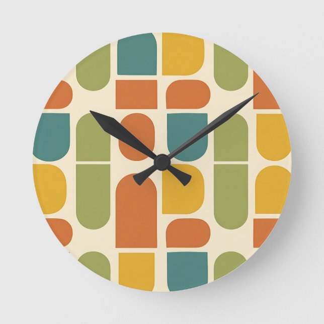 Reloj Redondo Mediano Midcentury Modern Organic Shapes Pattern (Anverso)