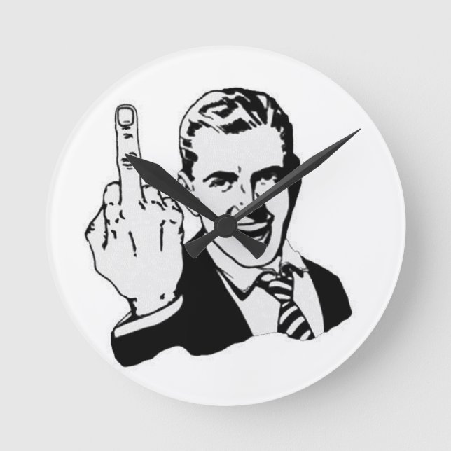 Reloj Redondo Mediano Middle finger clock design (Anverso)