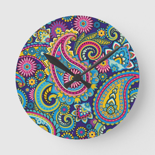 Reloj Redondo Mediano Midnight Paisley (Anverso)