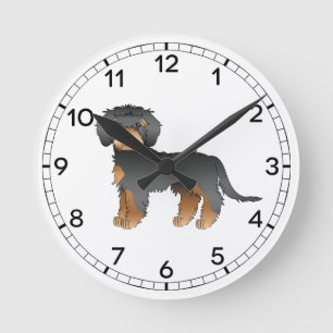 Reloj Redondo Mediano Mini Goldendoodle negro y bronceado perro de dibuj