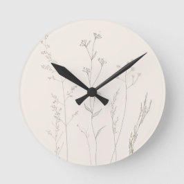 Reloj Redondo Mediano Minimal Botanical Wall Clock – Soft Spring 