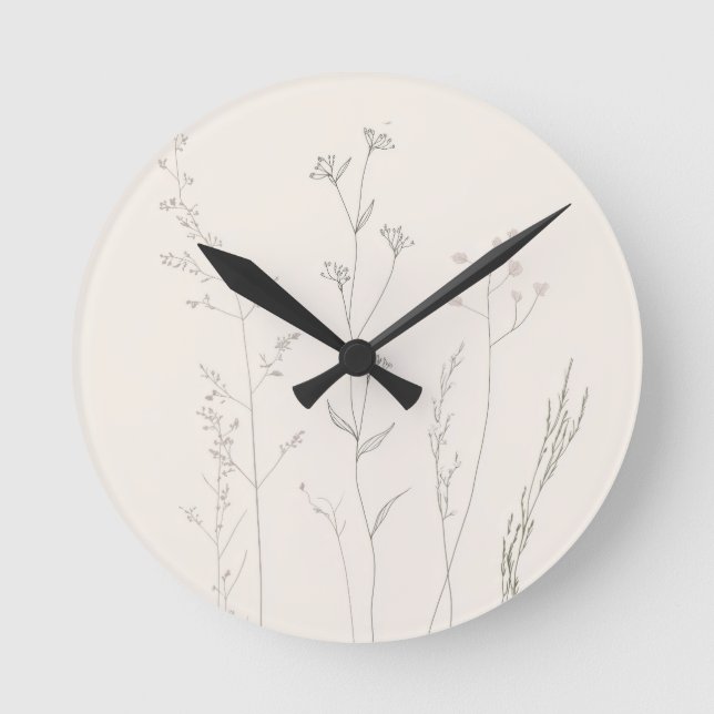 Reloj Redondo Mediano Minimal Botanical Wall Clock – Soft Spring  (Anverso)