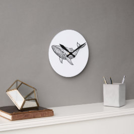 Reloj Redondo Mediano Minimalist Geometric Whale Wall Clock