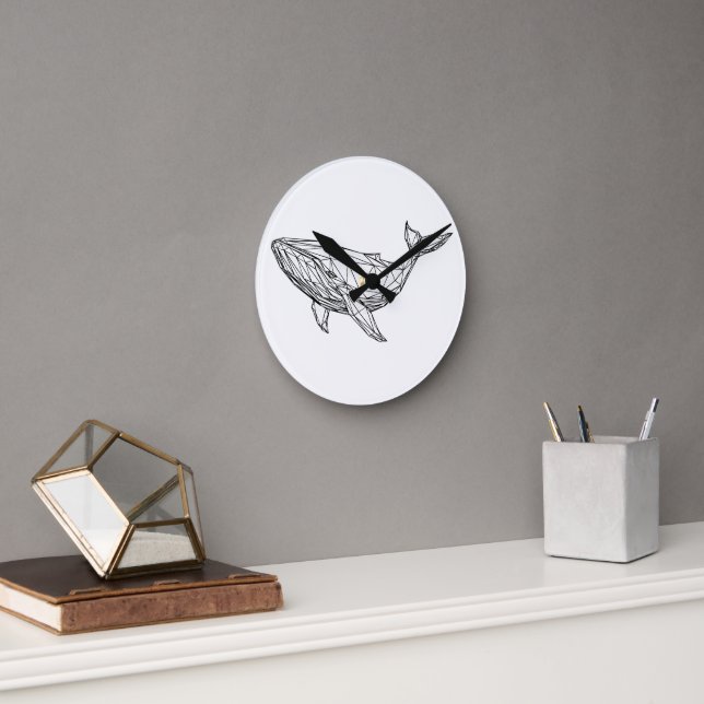 Reloj Redondo Mediano Minimalist Geometric Whale Wall Clock (Oficina)