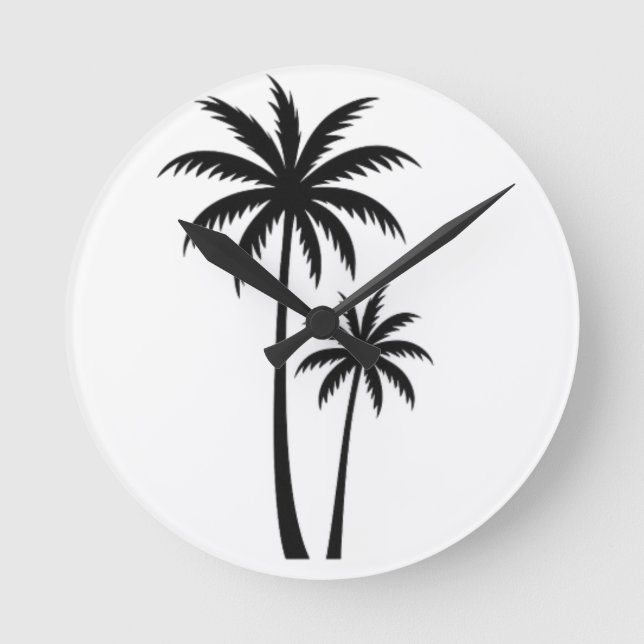 Reloj Redondo Mediano Minimalist Tropical Palm Trees Silhouette Art Tee (Anverso)