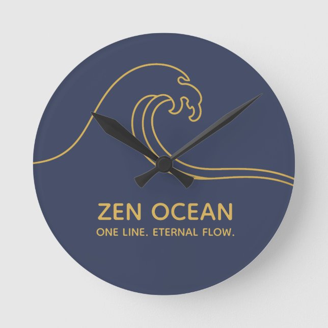 Reloj Redondo Mediano Minimalist Zen Wave | Abstract Ocean Line (Anverso)
