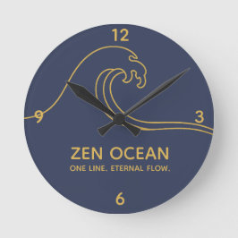 Reloj Redondo Mediano Minimalist Zen Wave - Abstract Ocean Line