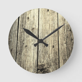 Reloj Redondo Mediano Minimalista apariencia de madera de grano de grano