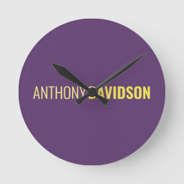 Reloj Redondo Mediano Minimalista elegante profesional Indigo y Amarillo