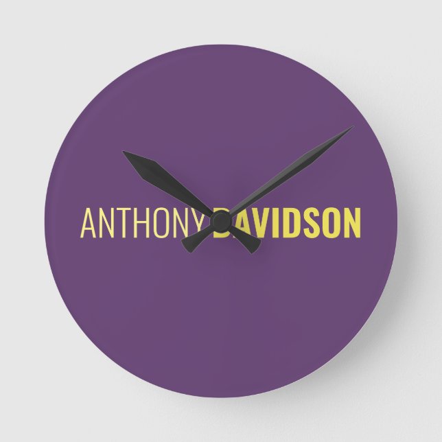 Reloj Redondo Mediano Minimalista elegante profesional Indigo y Amarillo (Anverso)