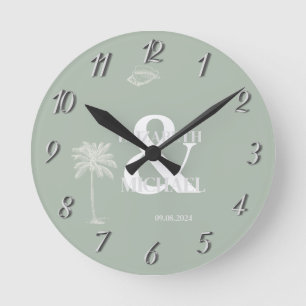 Reloj Redondo Mediano Minimalista Verde Menta Tropical