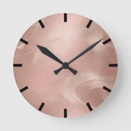 Reloj Redondo Mediano Mínimo Molten Skinny Rosa Marble de oro Negro Urba