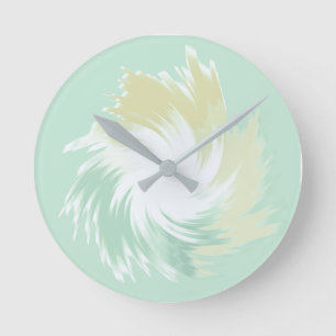 Reloj Redondo Mediano Mint Green y Mustard Yellow Pastel Swirl