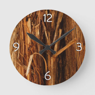 Reloj Redondo Mediano Mira de corteza de madera texturizada de cedro