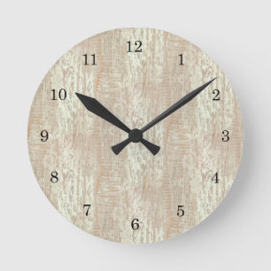 Reloj Redondo Mediano Mirada costera sometida del grano de madera de