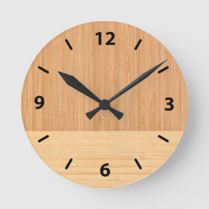 Reloj Redondo Mediano Mirada de madera del grano de la frontera de bamb