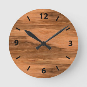Reloj Redondo Mediano Mirada de madera del grano del eucalipto natural