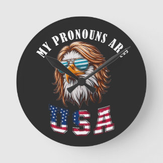 Reloj Redondo Mediano Mis Pronombres Son USA